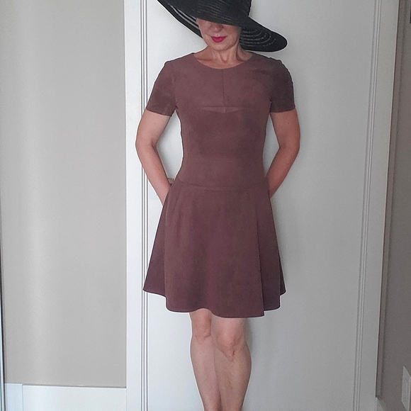 ๐ 2X HOST PICK ๐ BCBG MaxAzria A-line Faux Leather Dress - Picture 6 of 9